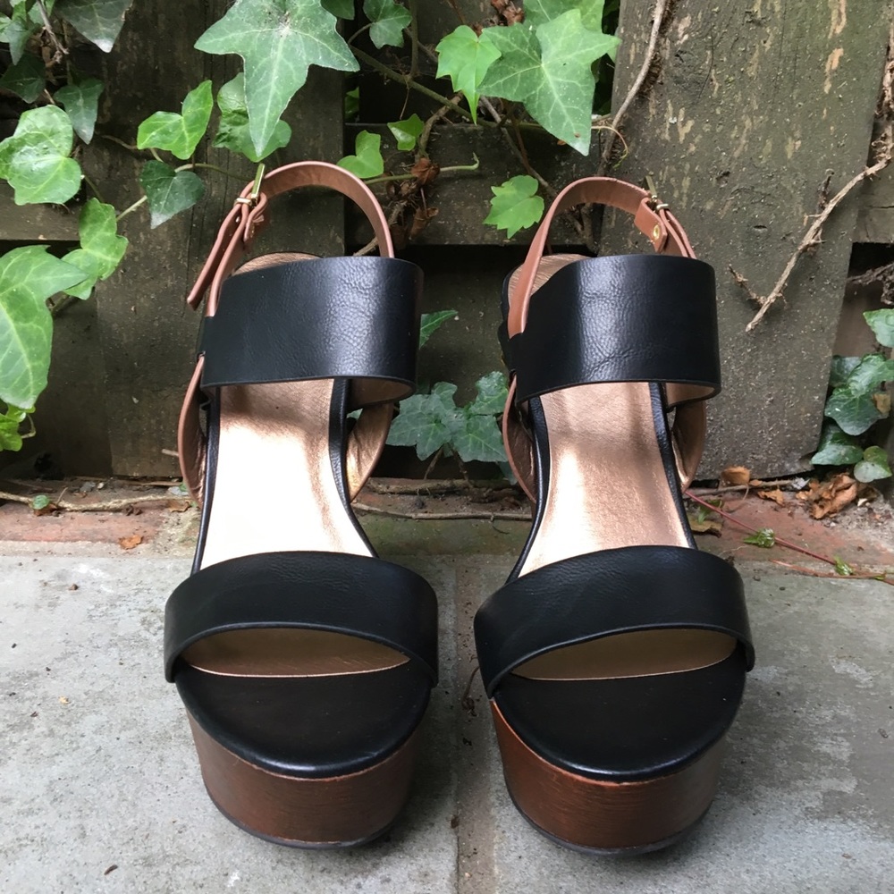Soda Black and Brown Platform Sandals
